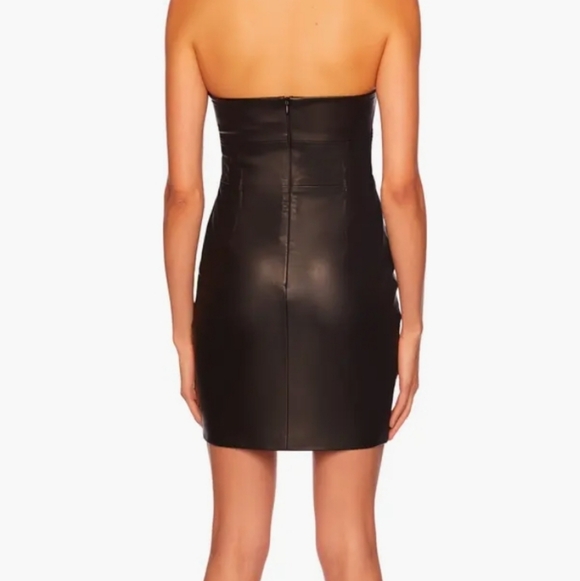 Susana Monaco Wire Strapless Faux Leather Dress - Picture 3 of 14